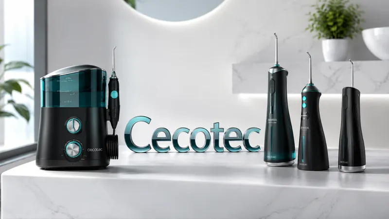 Irrigadores dentales Cecotec de sobremesa y portátiles con nombre Cecotec en 3D