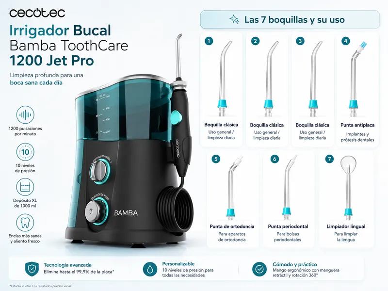 Comprar Cecotec irrigador bucal Bamba Tooth Care 1200 Jet Pro en oferta