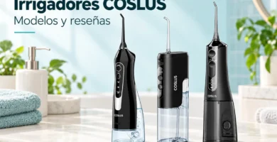 Composición de los irrigadores COSLUS C20, T40 y C51 sobre una encimera de baño.
